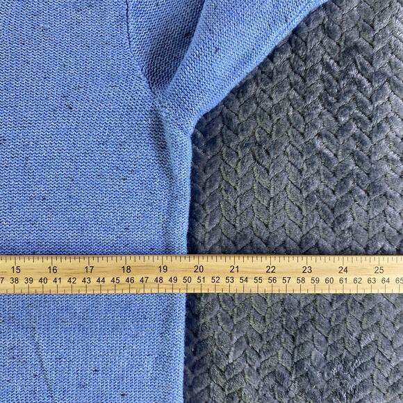 Croft And Barrow Women Sweater M Blue Heathered Nylon Blend Cable Knit Pullover - Picture 8 of 10